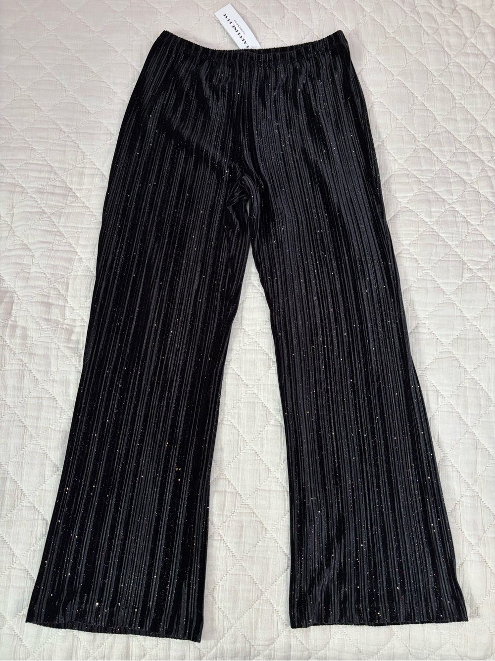 NWT Caroline Rose Black Velvet Straight Leg Pants Sz XL -